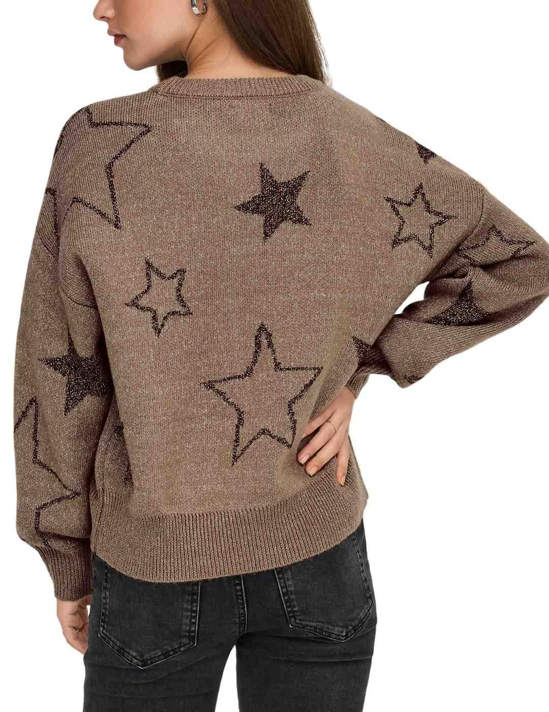 Jersey Only Rosie marrón estrellas de punto de mujer