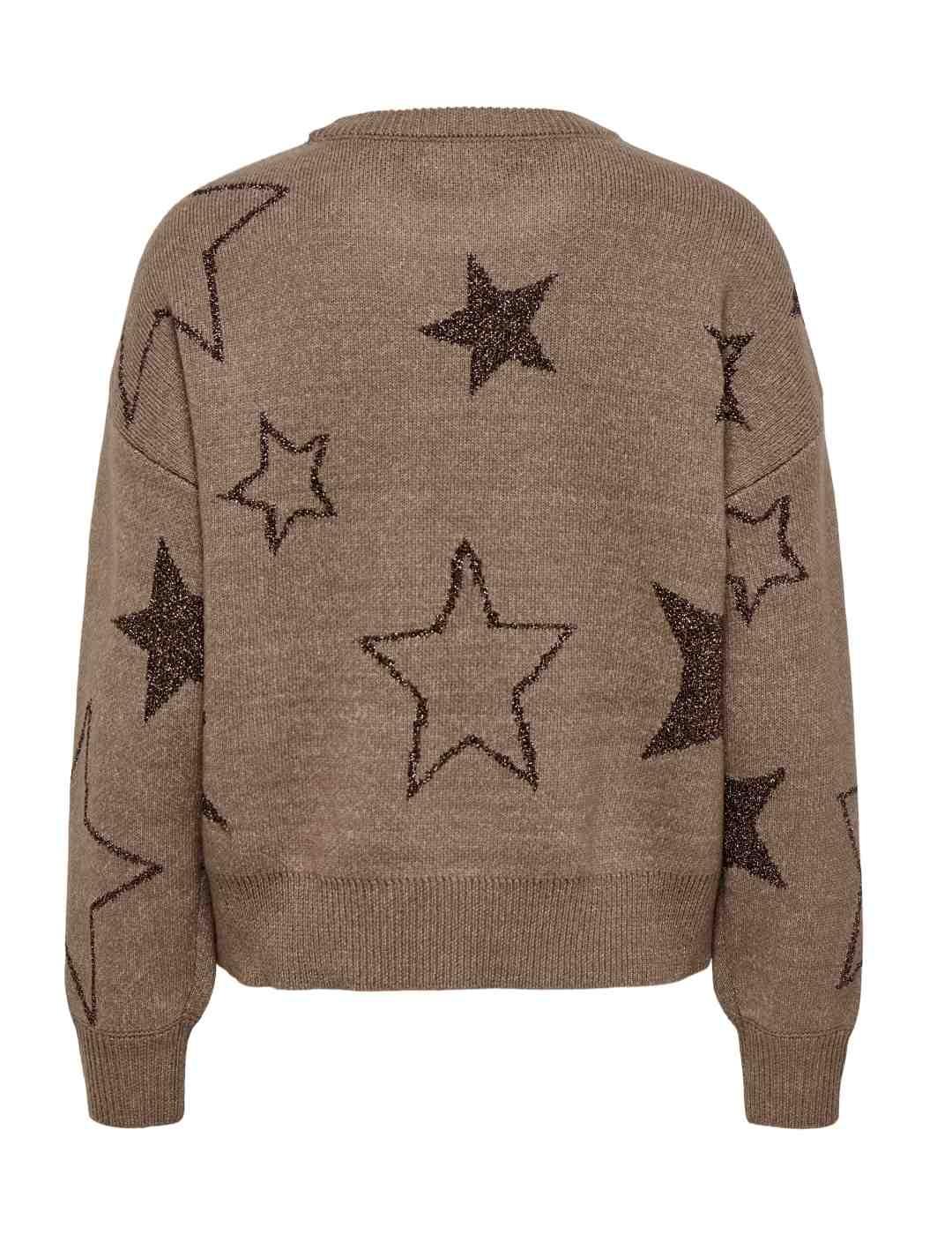 Jersey Only Rosie marrón estrellas de punto de mujer