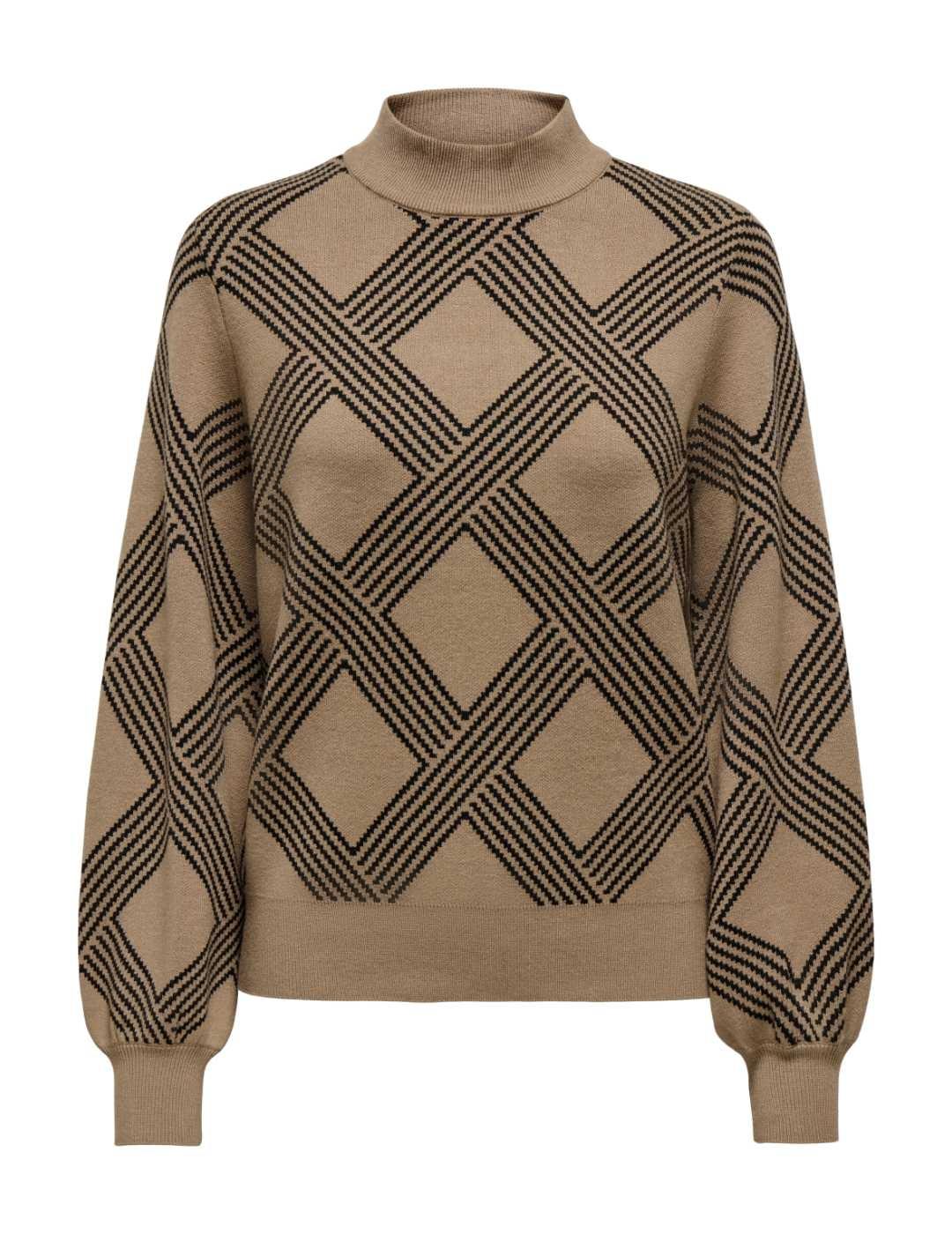 Jersey Only Anny camel estampado rombos de punto para mujer