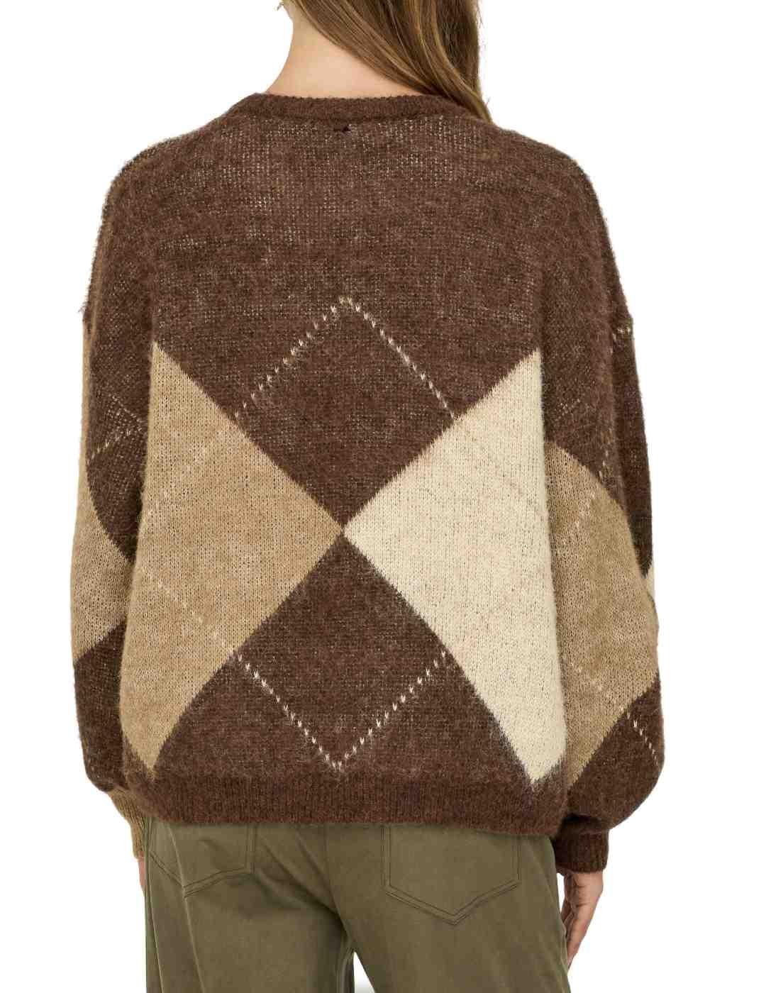 Jersey Only Noeme marrón rombos beige/camel de mujer
