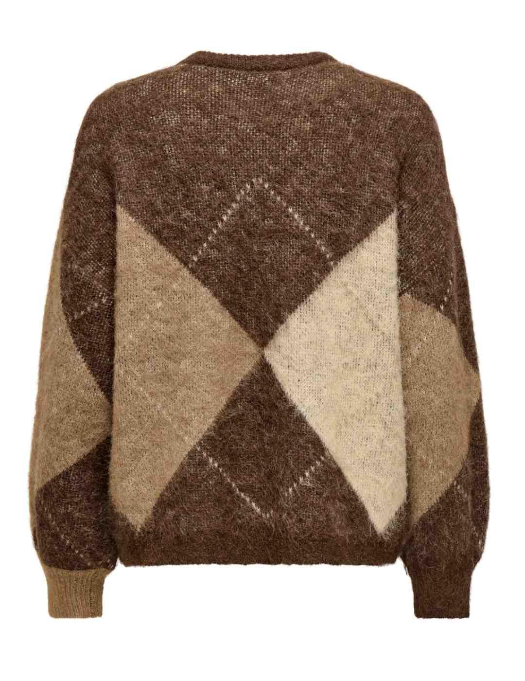 Jersey Only Noeme marrón rombos beige/camel de mujer