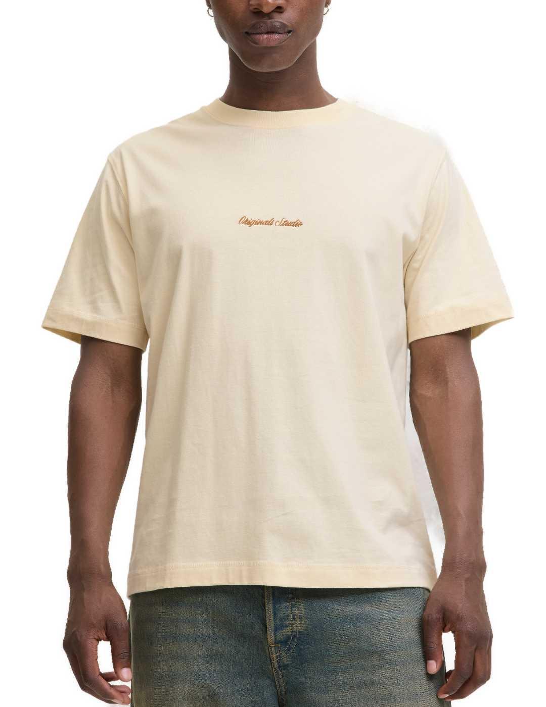 Camiseta Jack&Jones Norrebro crema manga corta de hombre