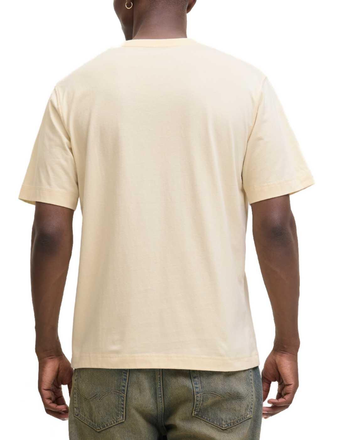 Camiseta Jack&Jones Norrebro crema manga corta de hombre