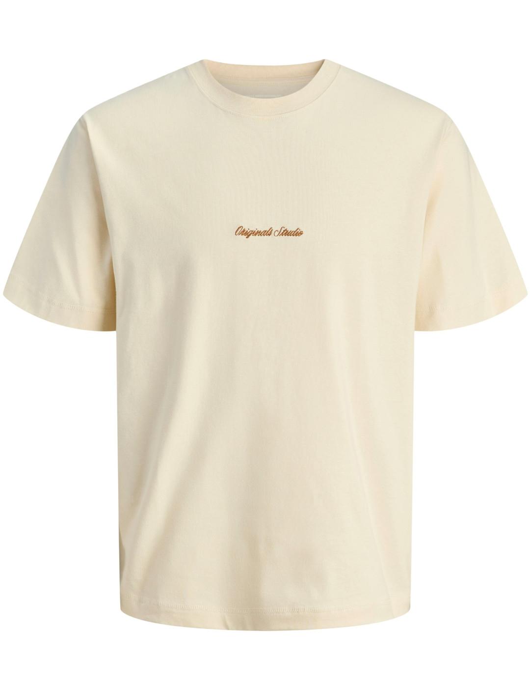 Camiseta Jack&Jones Norrebro crema manga corta de hombre
