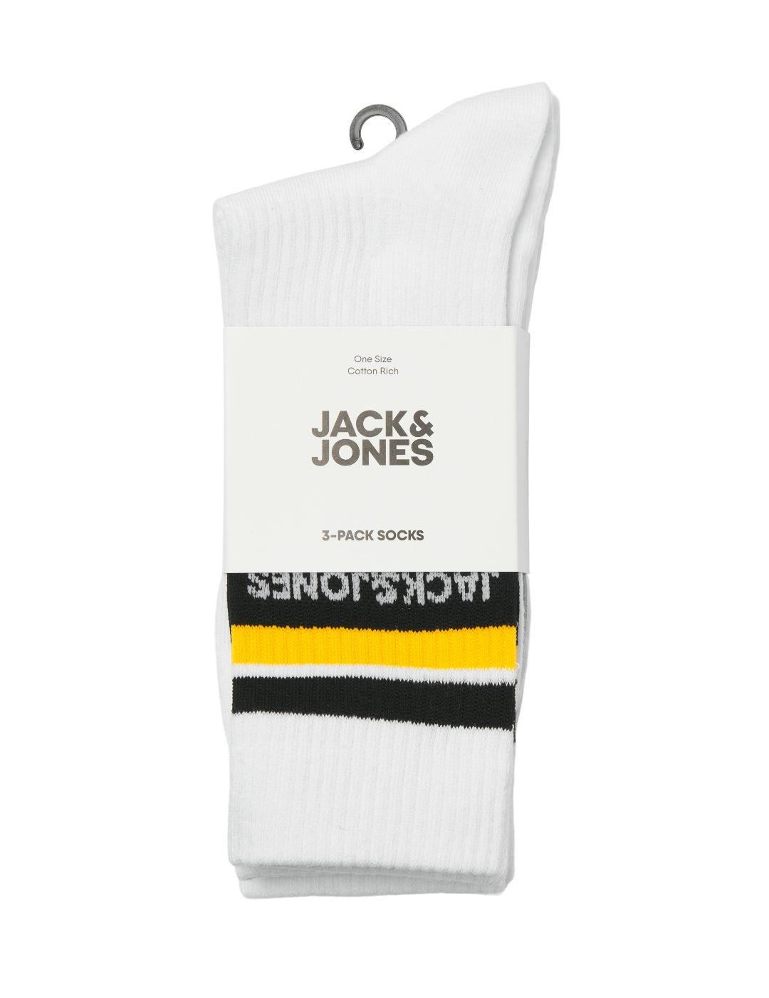Pack 3 calcetines Jack&Jones Lucas blanco rayas para hombre