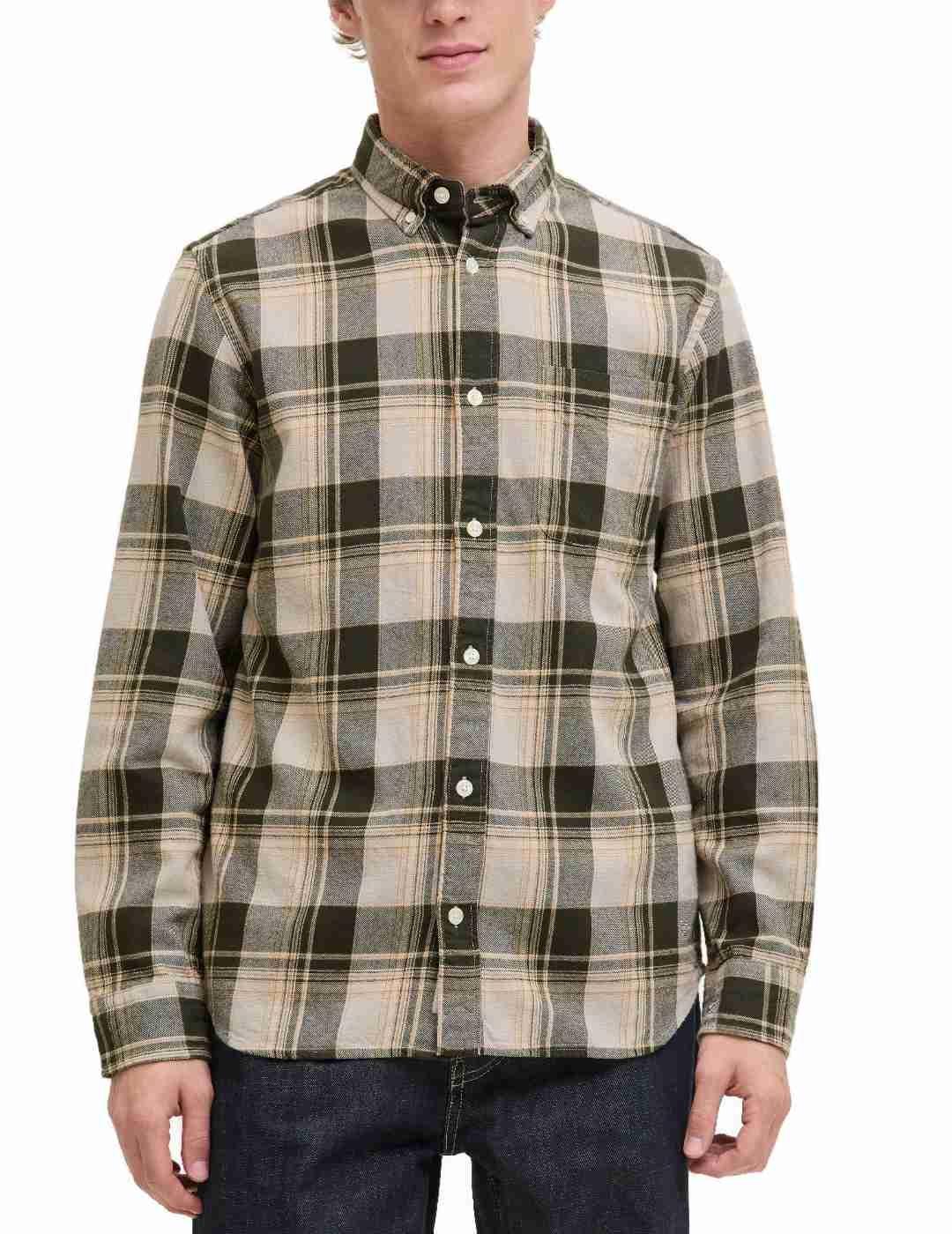 Camisa Jack&Jones Blubrook cuadros verde franela para hombre