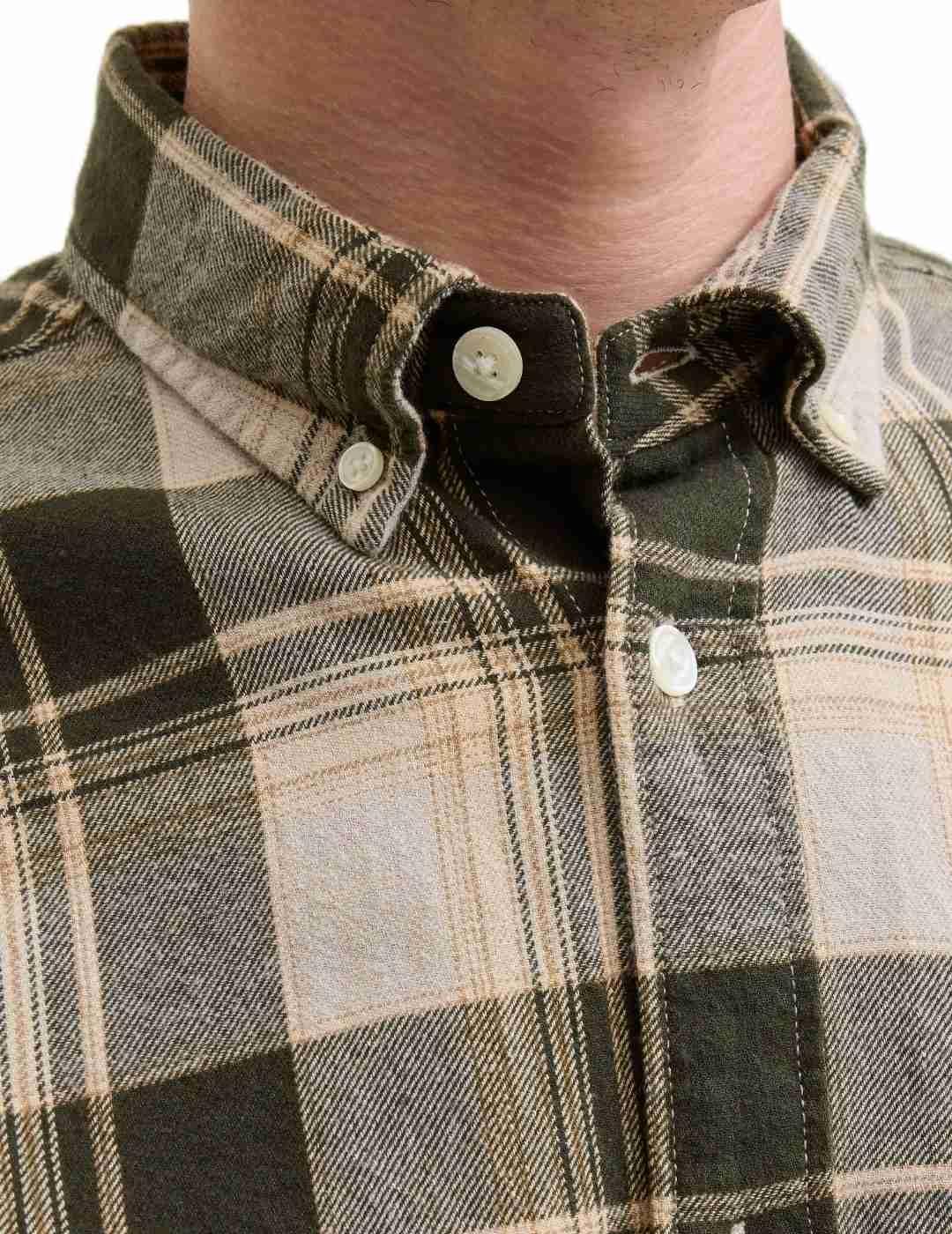 Camisa Jack&Jones Blubrook cuadros verde franela para hombre