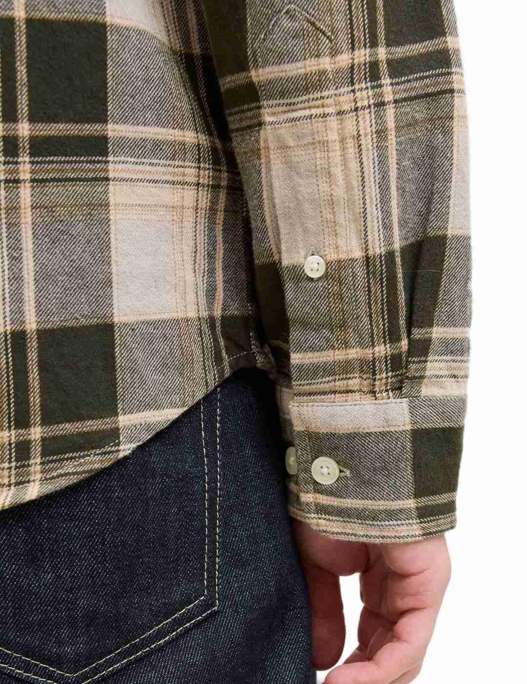 Camisa Jack&Jones Blubrook cuadros verde franela para hombre