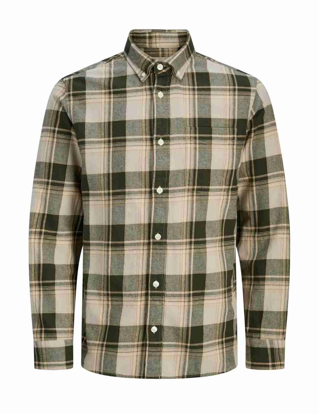 Camisa Jack&Jones Blubrook cuadros verde franela para hombre