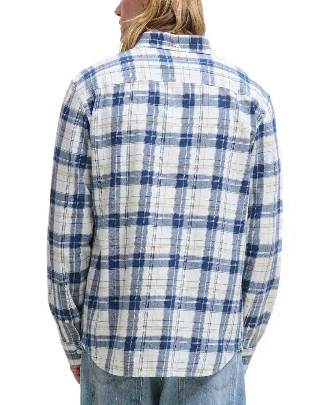 Camisa Jack&Jones Blubrook cuadros azul y blanco para hombre