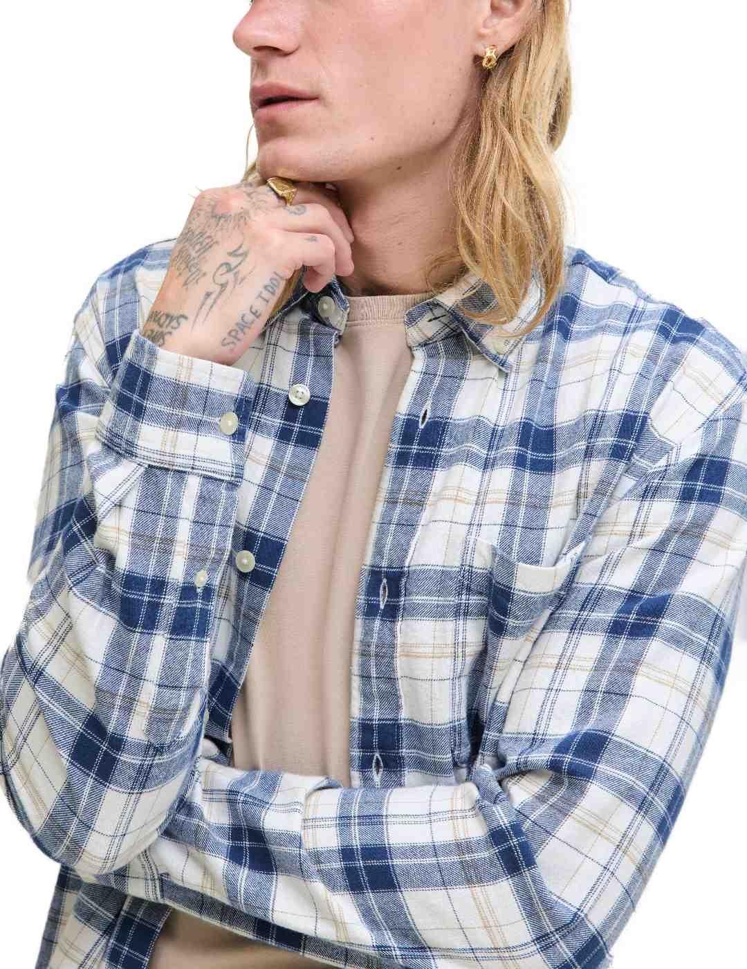 Camisa Jack&Jones Blubrook cuadros azul y blanco para hombre