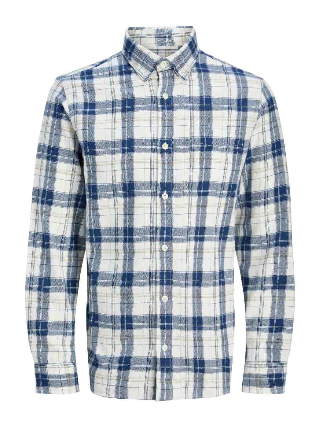 Camisa Jack&Jones Blubrook cuadros azul y blanco para hombre