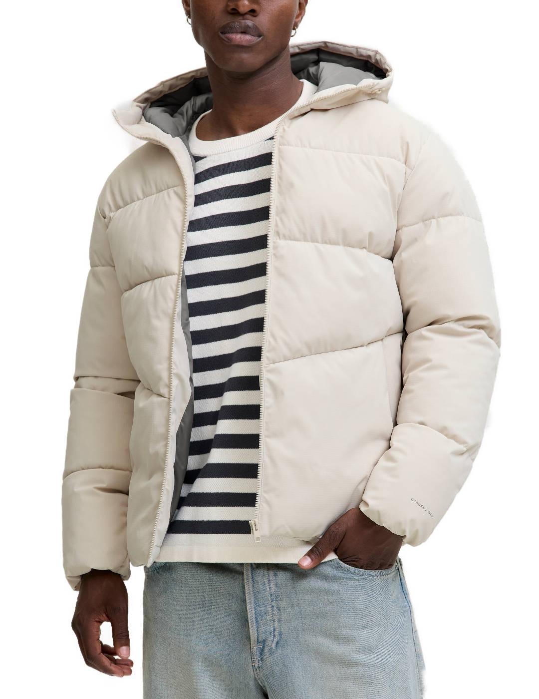 Plumas Jack&Jones Global beige con capucha para hombre