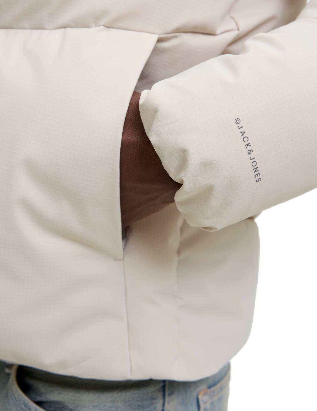 Plumas Jack&Jones Global beige con capucha para hombre