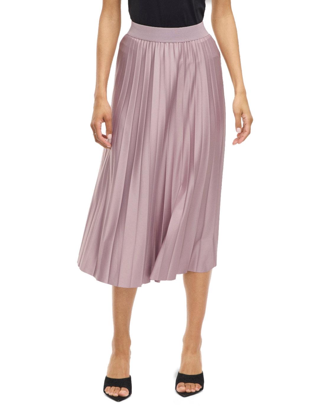 Falda Vila Nitban rosa plisada brillante para mujer