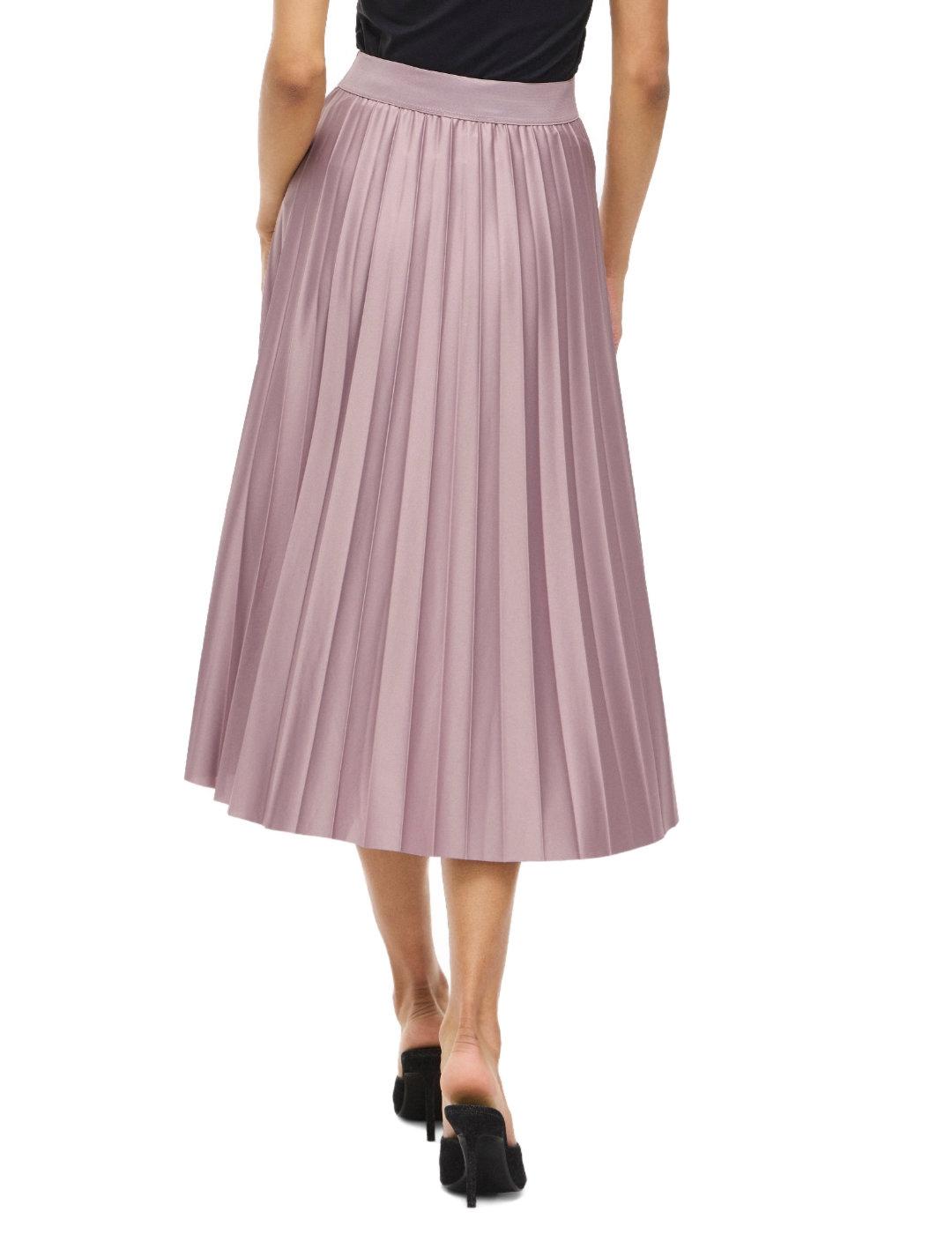 Falda Vila Nitban rosa plisada brillante para mujer