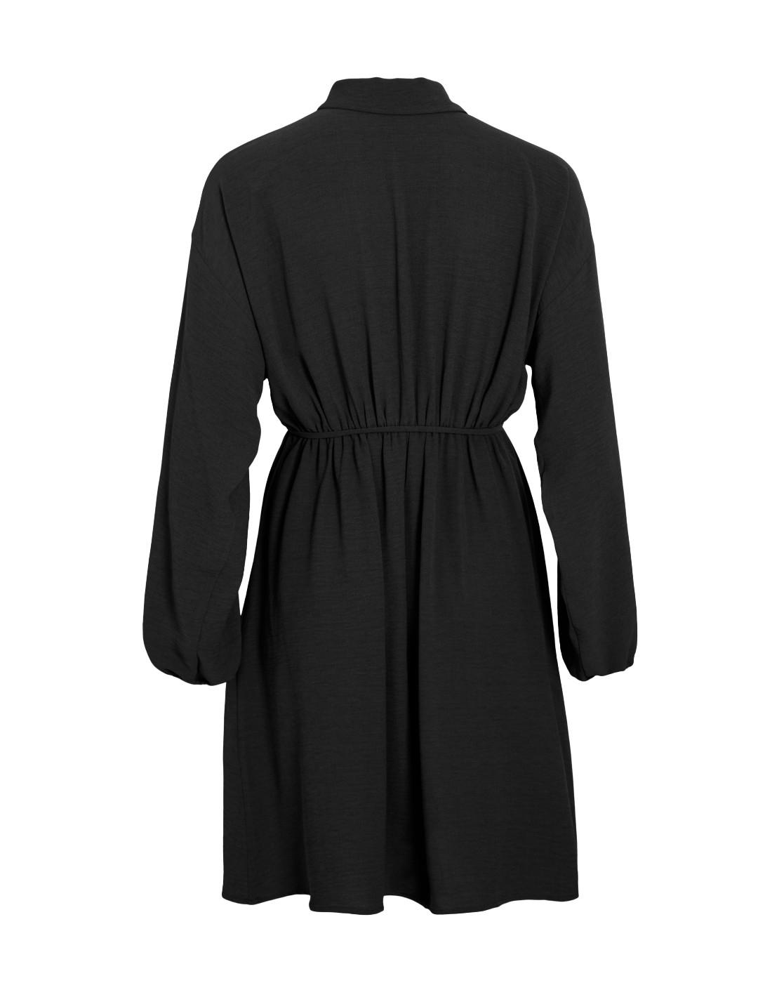 Vestido Vila Surashil negro cuello clásico manga larga mujer