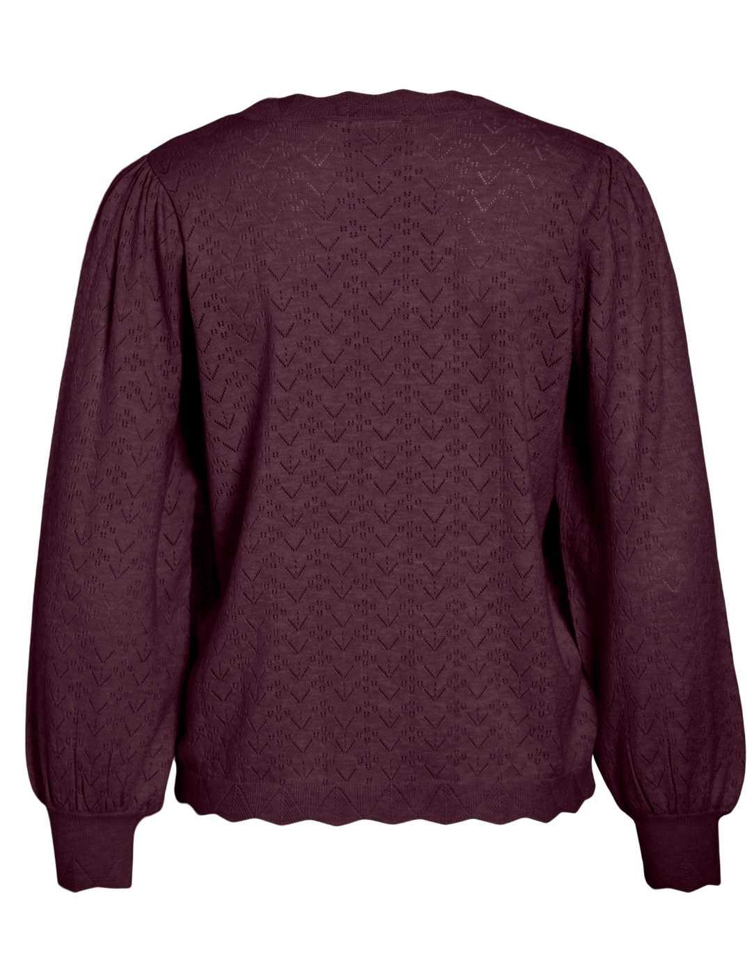 Jersey Vila Emi burdeos calado manga larga para mujer