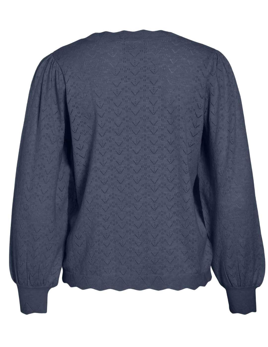 Jersey Vila Emi azul calado manga larga para mujer