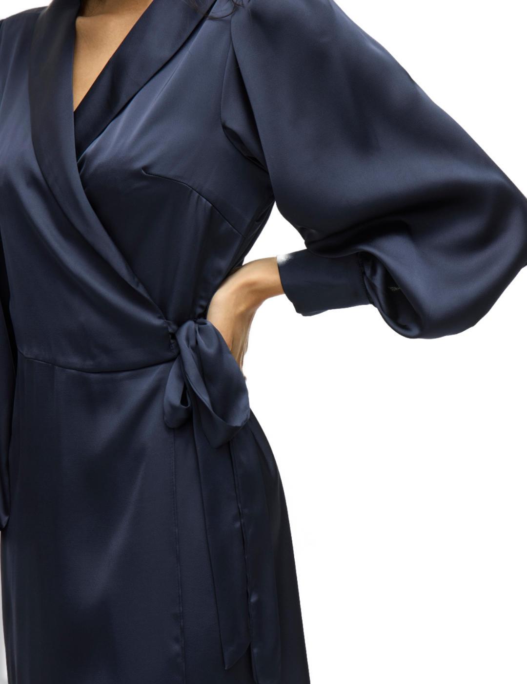 Vestido Vila Enna cruzado marino escote en V para mujer