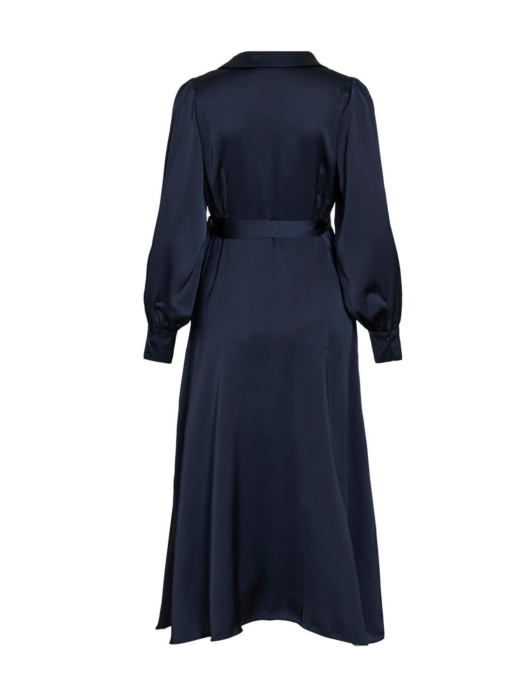 Vestido Vila Enna cruzado marino escote en V para mujer