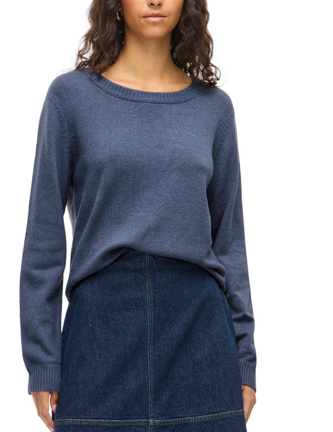Jersey Vila Ril azul de punto cuello redondo para mujer