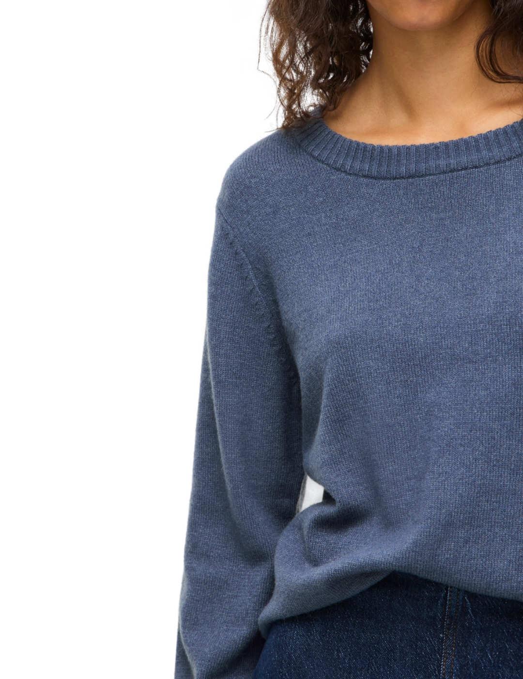 Jersey Vila Ril azul de punto cuello redondo para mujer