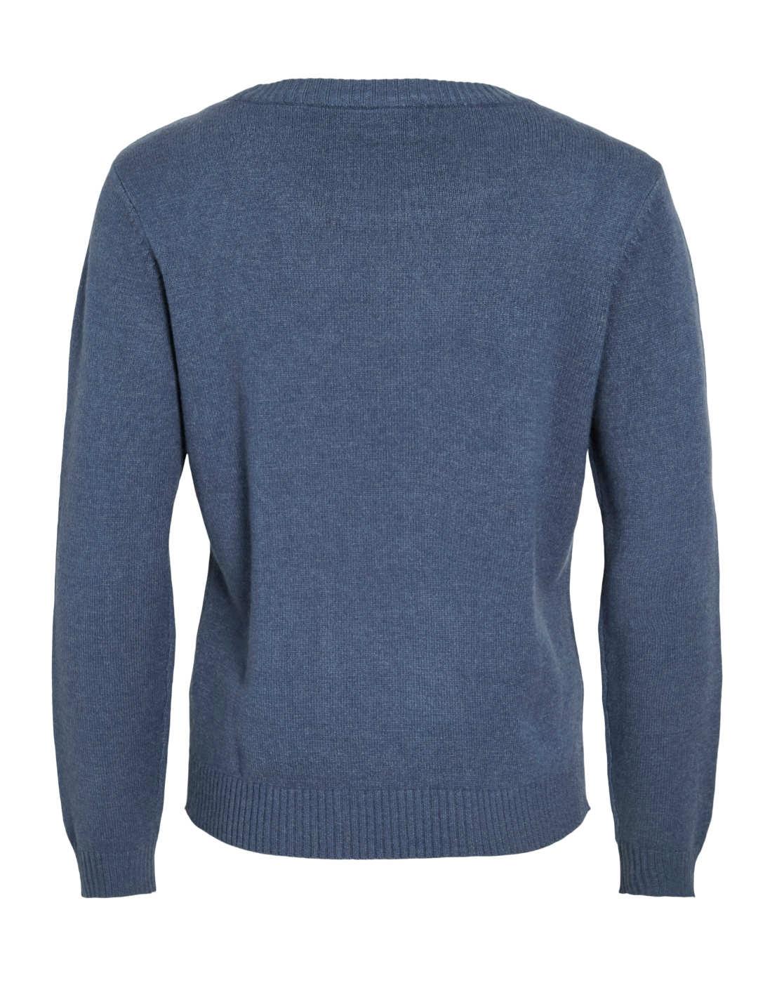 Jersey Vila Ril azul de punto cuello redondo para mujer