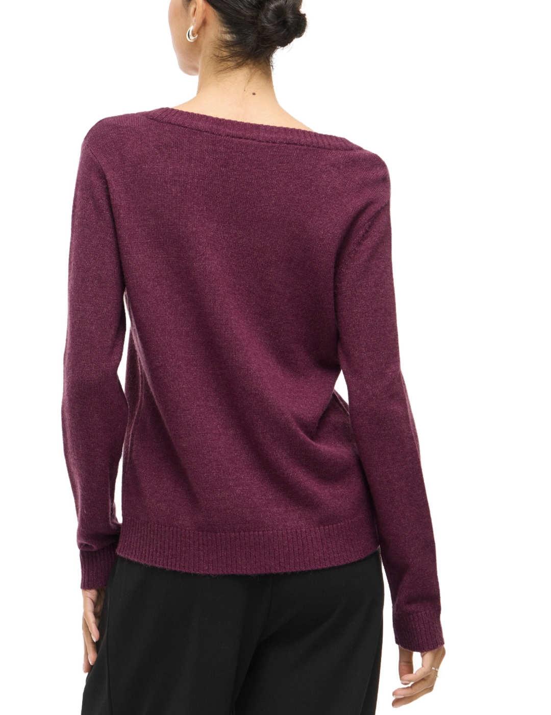 Jersey Vila Ril burdeos de punto cuello redondo para mujer