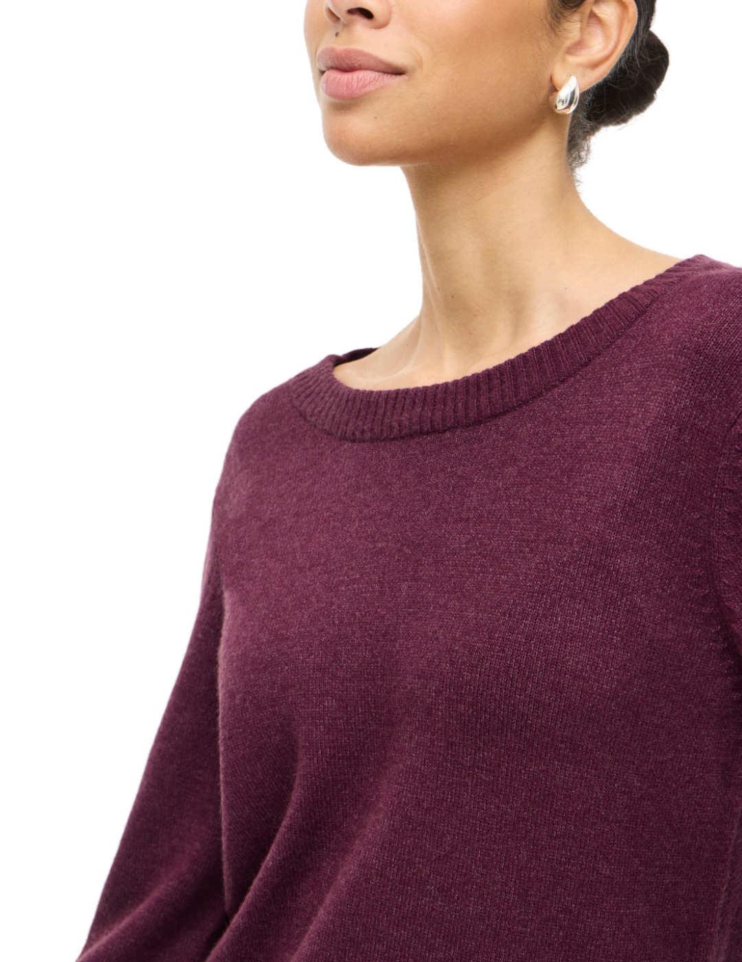 Jersey Vila Ril burdeos de punto cuello redondo para mujer