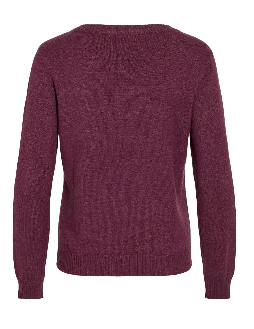 Jersey Vila Ril burdeos de punto cuello redondo para mujer