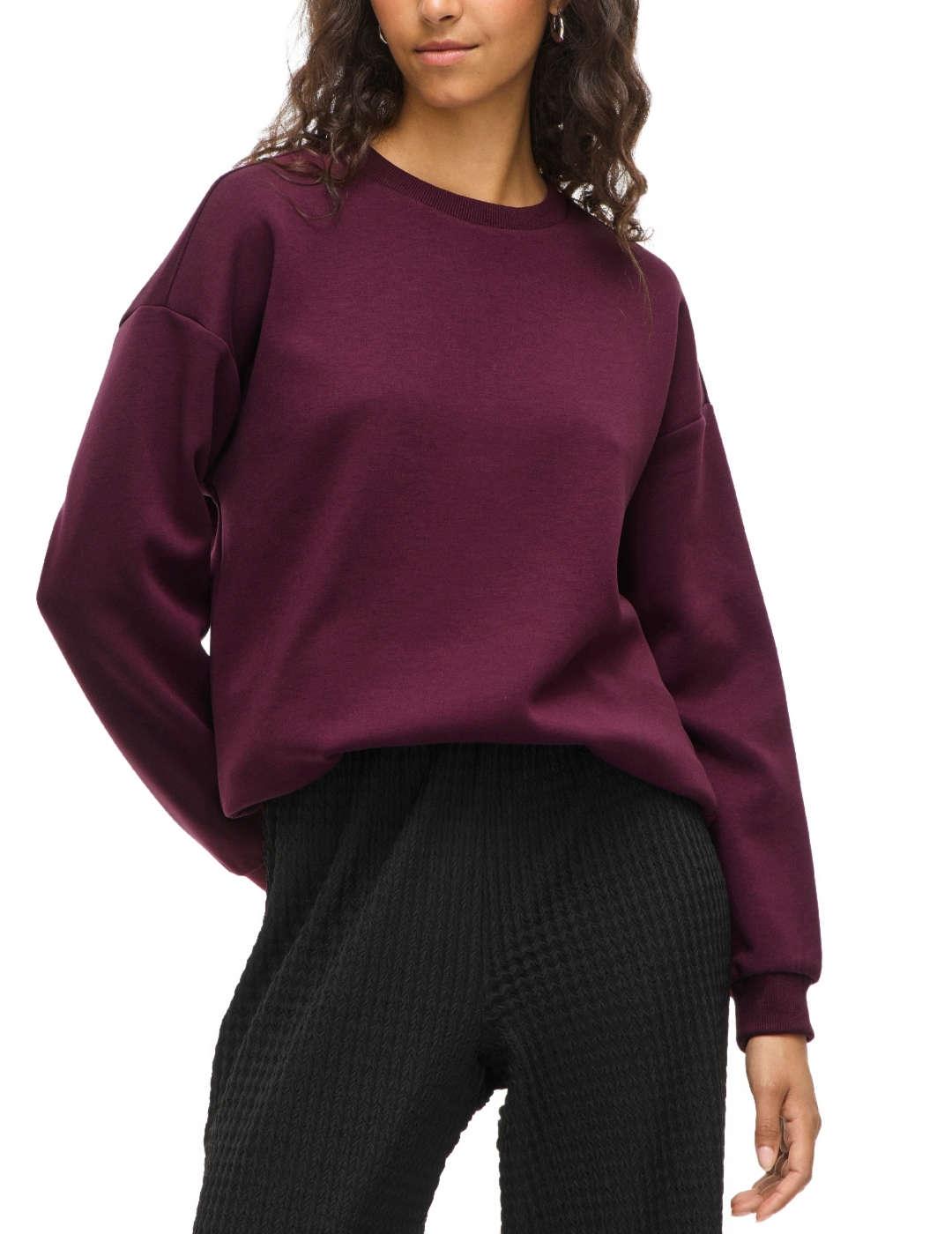 Sudadera Vila Sandy burdeos cuello redondo para mujer