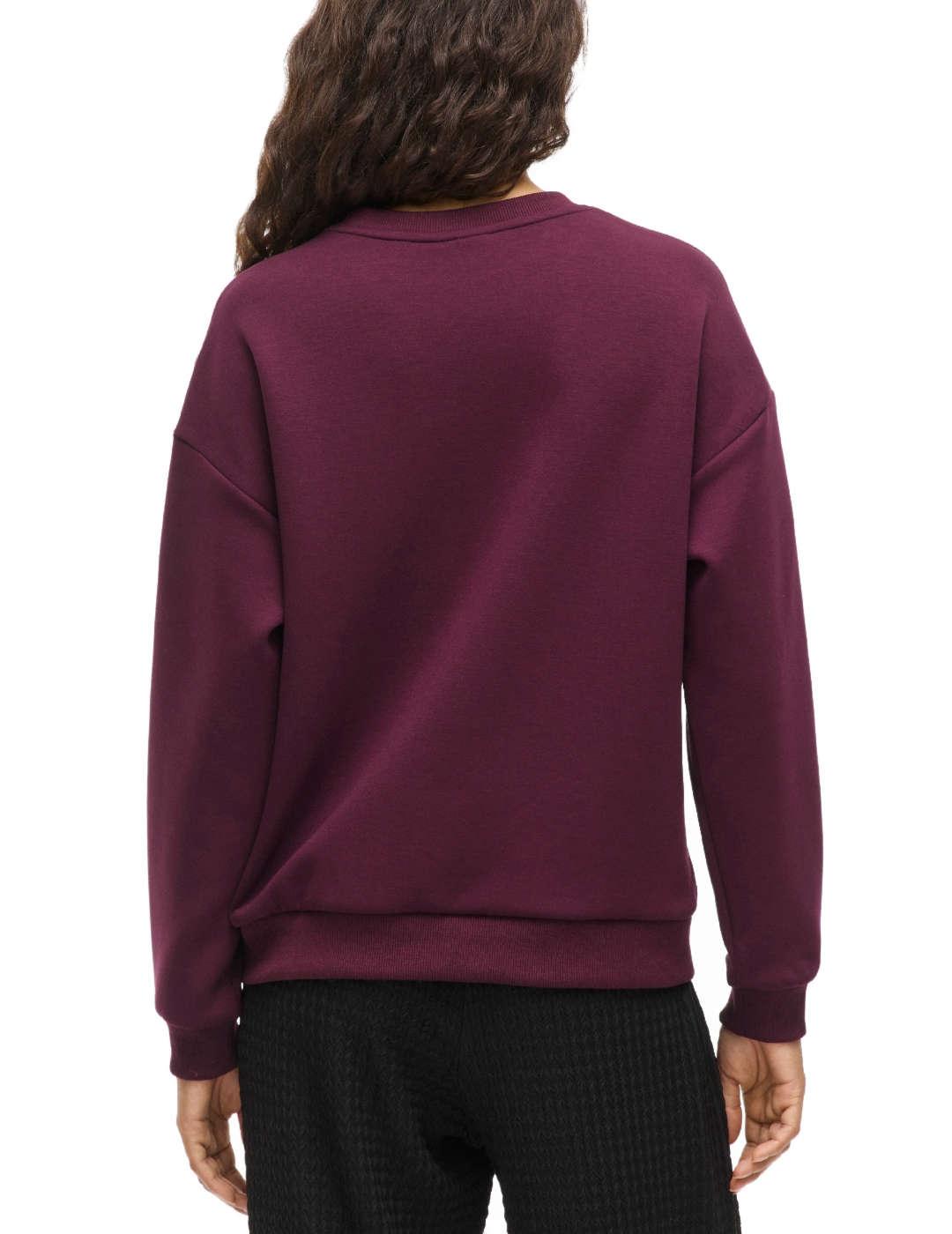 Sudadera Vila Sandy burdeos cuello redondo para mujer