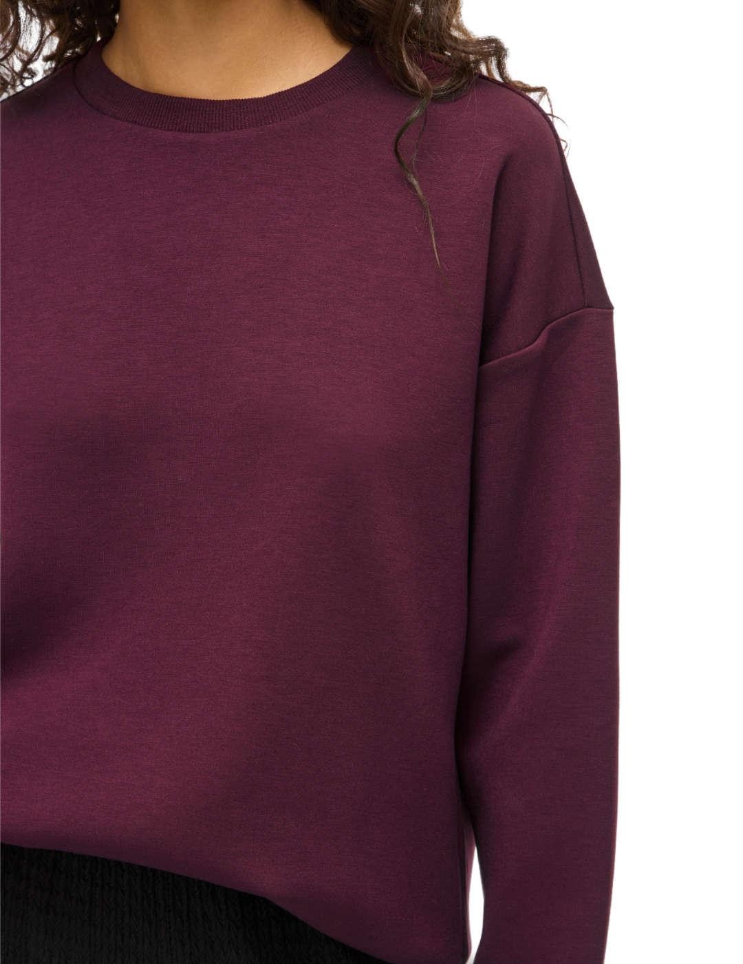 Sudadera Vila Sandy burdeos cuello redondo para mujer