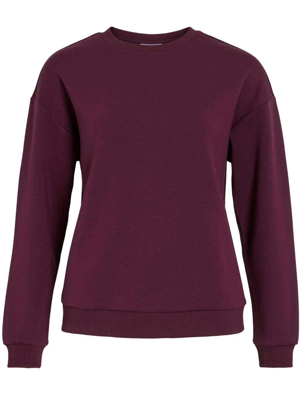Sudadera Vila Sandy burdeos cuello redondo para mujer
