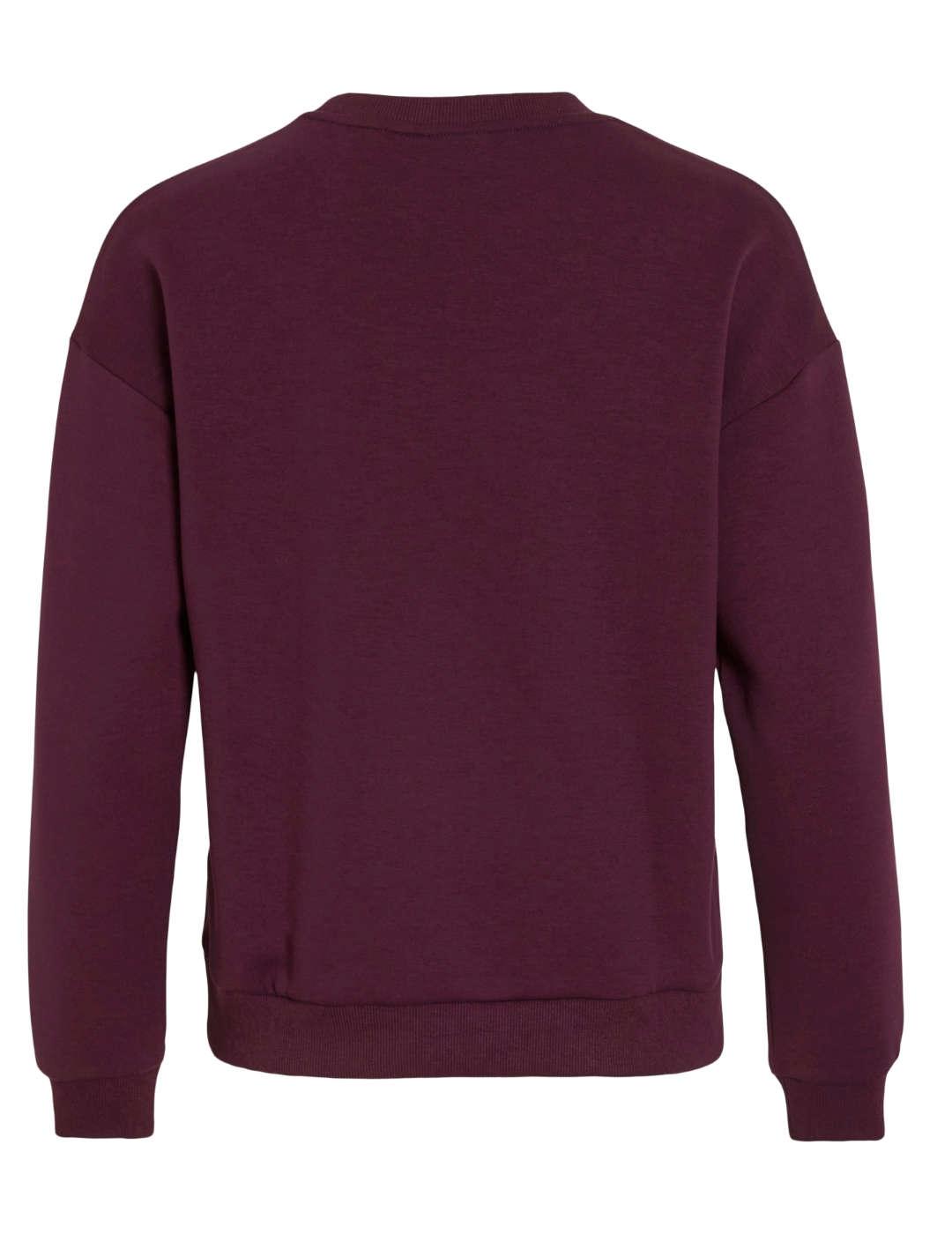 Sudadera Vila Sandy burdeos cuello redondo para mujer