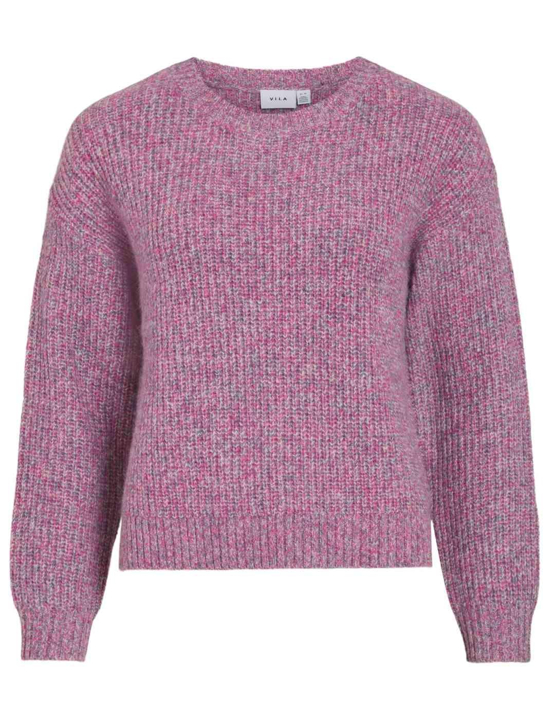 Jersey Vila Sposa rosa punto jaspeado grueso para mujer