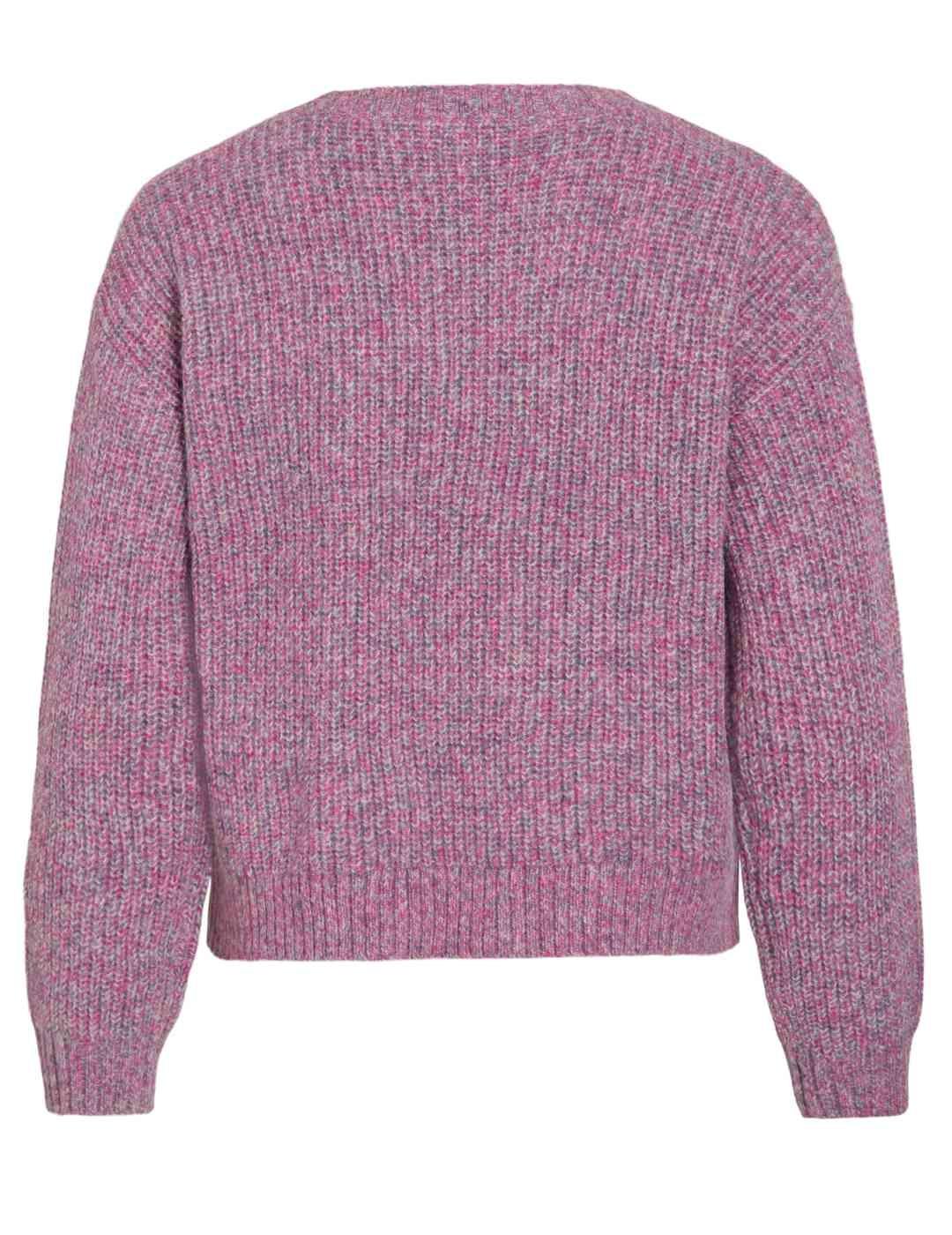 Jersey Vila Sposa rosa punto jaspeado grueso para mujer