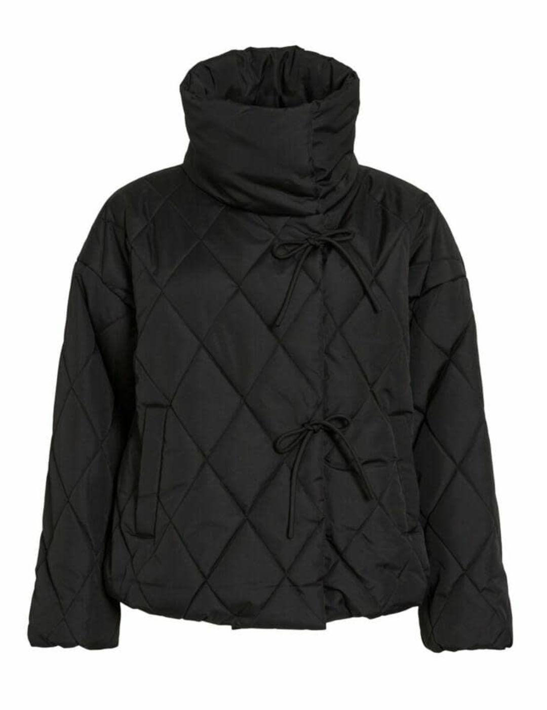 Chaqueta Vila Bumble negro cuello elevado para mujer