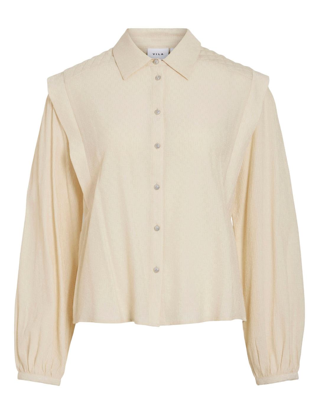 Camisa Vila Daysa clásica y elegante beige de mujer