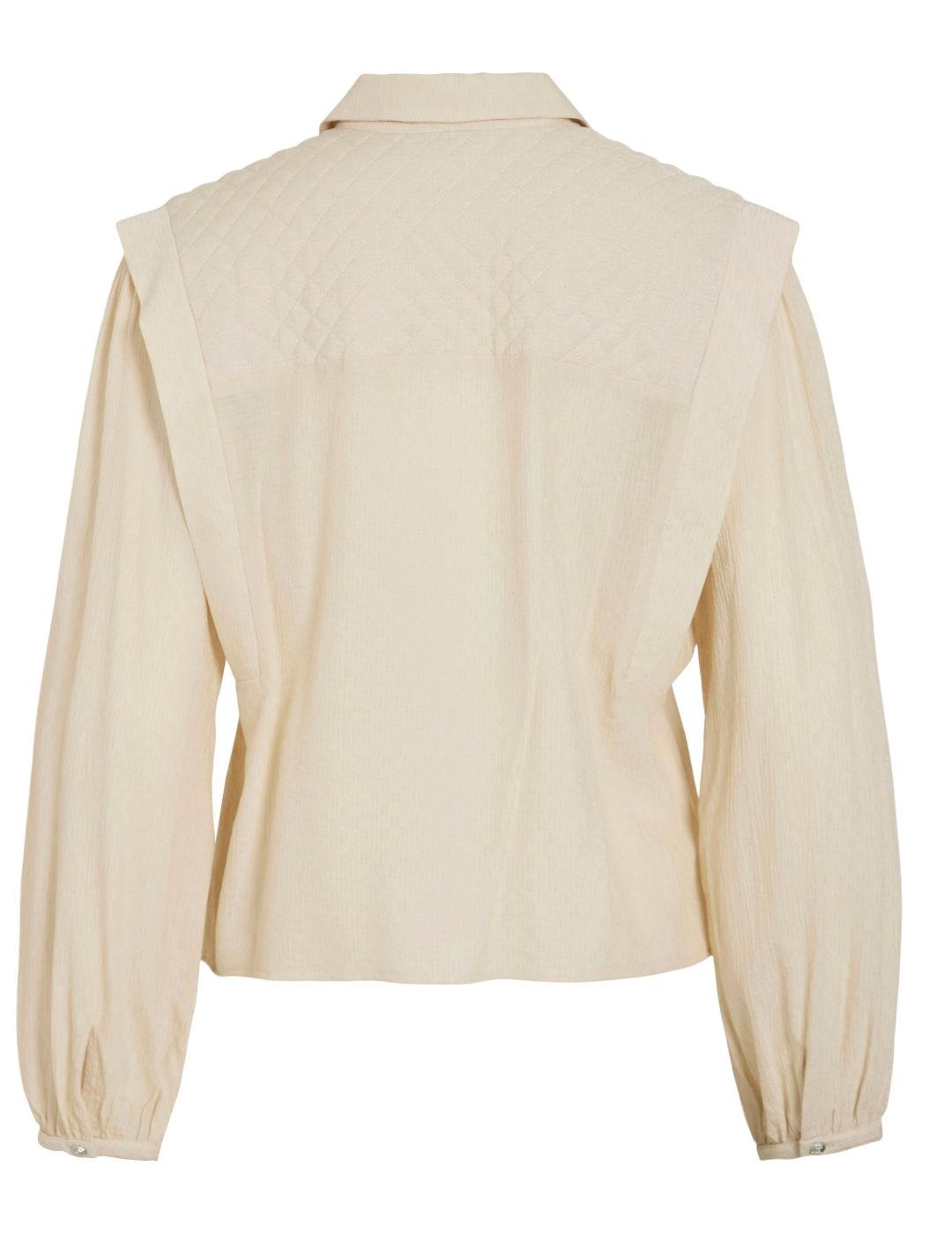 Camisa Vila Daysa clásica y elegante beige de mujer