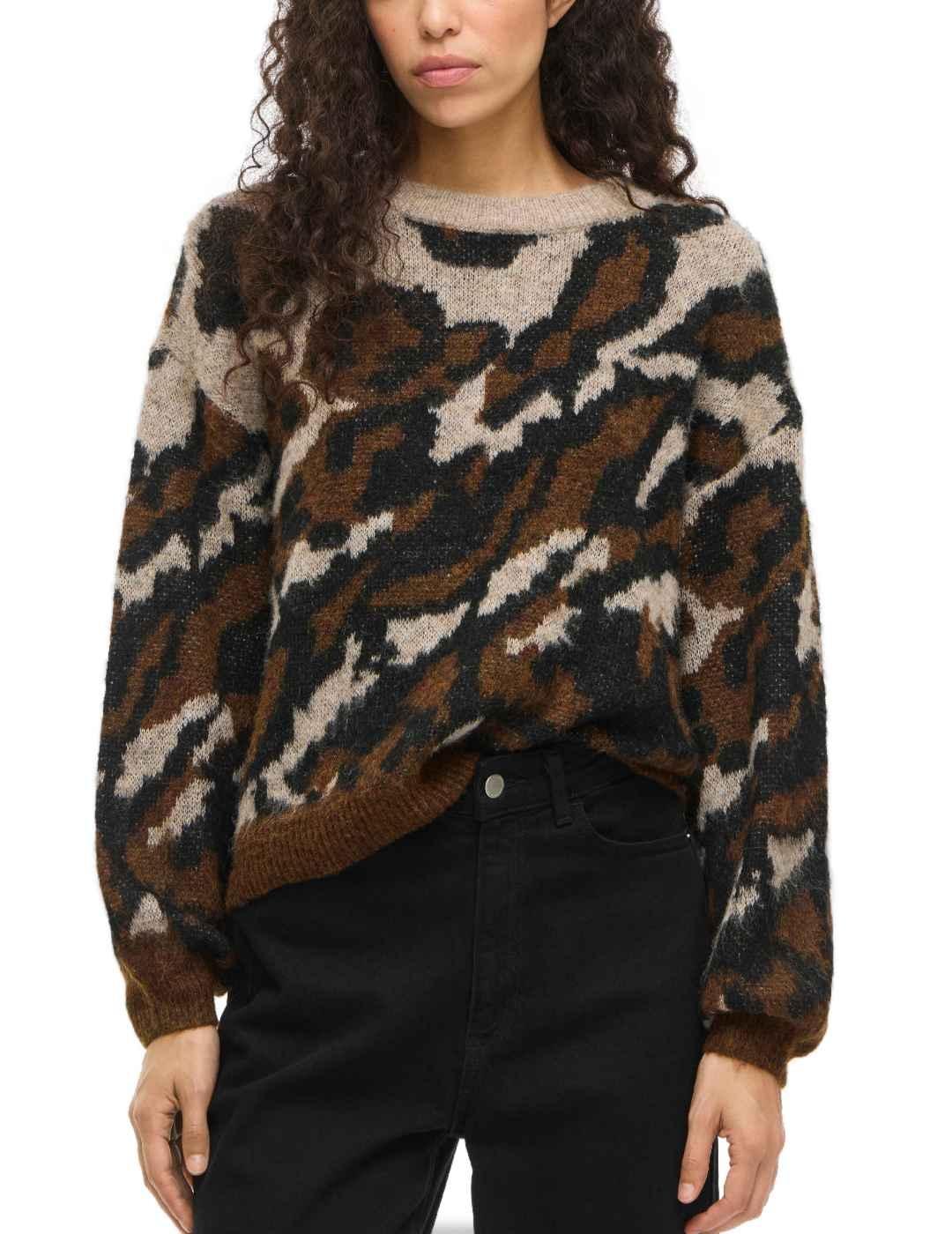 Jersey Vila Loma beige estampado animal print para mujer