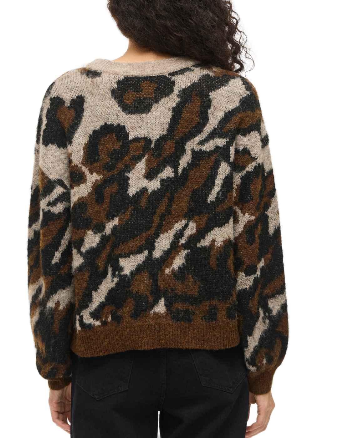 Jersey Vila Loma beige estampado animal print para mujer