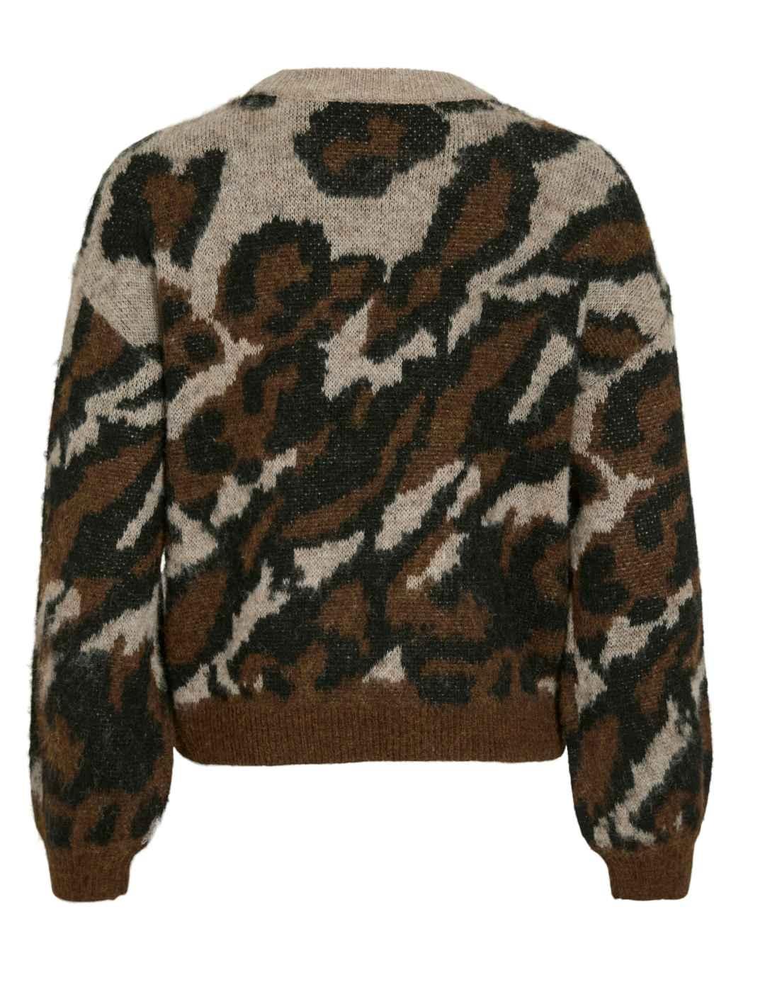 Jersey Vila Loma beige estampado animal print para mujer