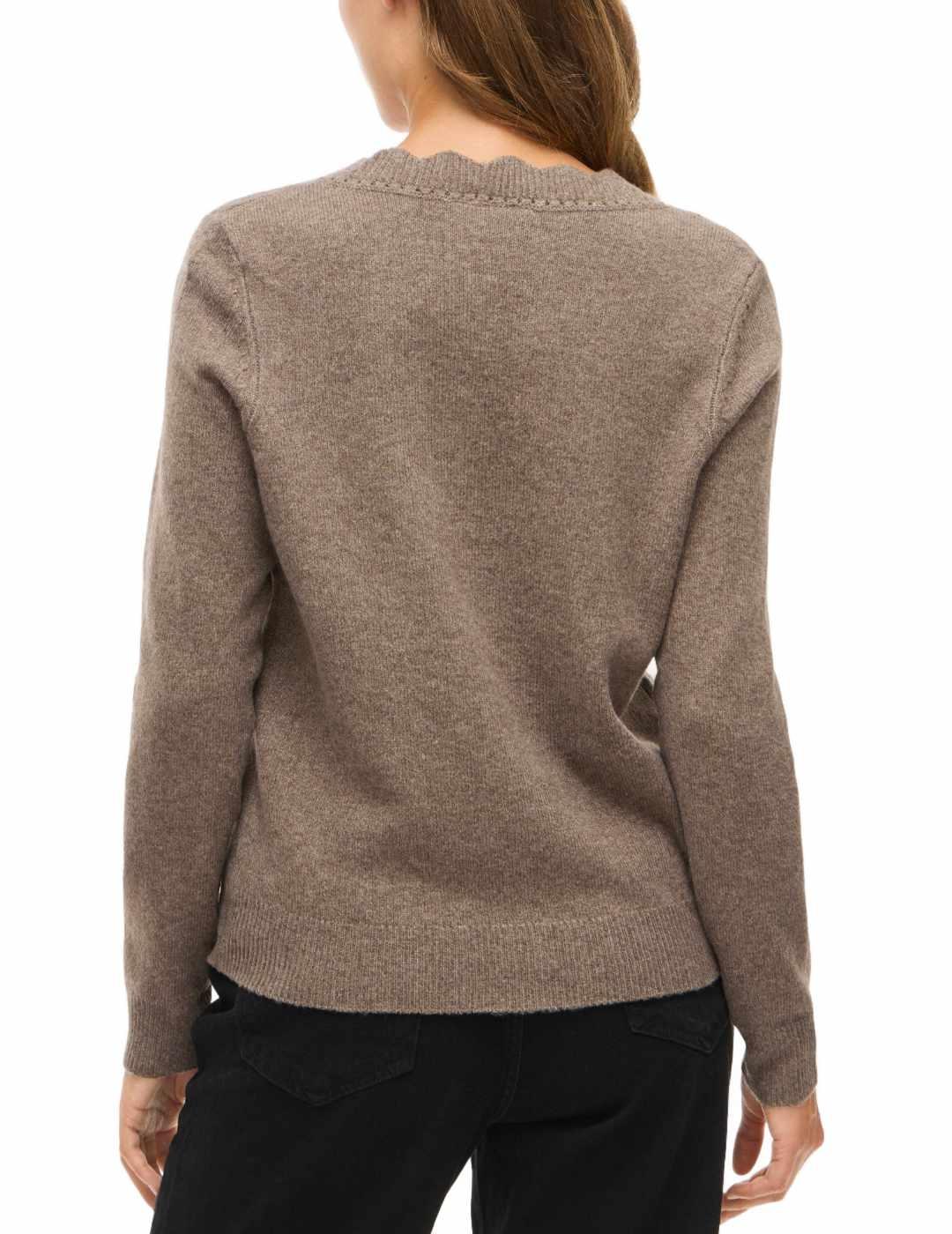 Jersey Vila Nikolina marrón cuello pico para mujer