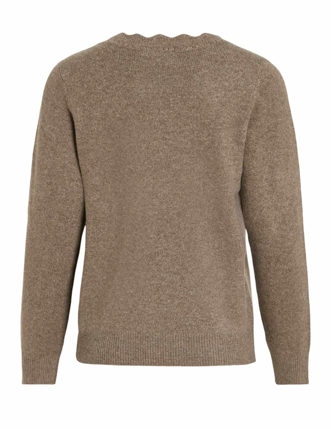 Jersey Vila Nikolina marrón cuello pico para mujer