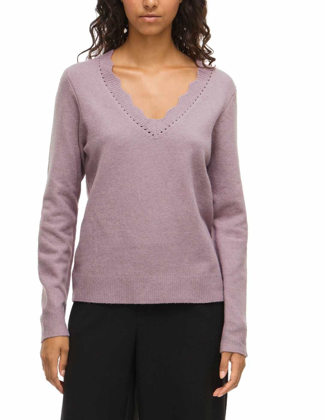 Jersey Vila Nikolina rosa cuello pico para mujer