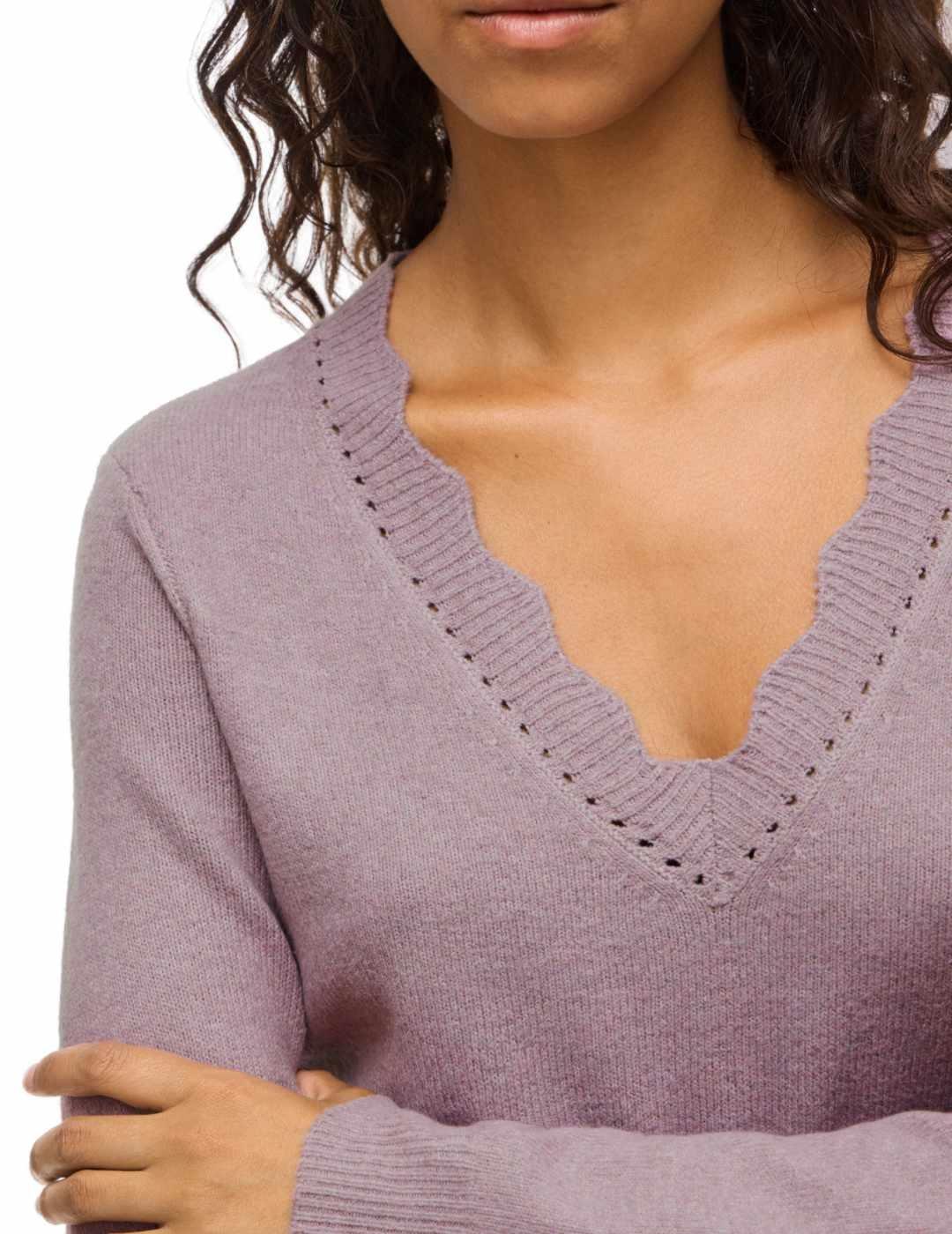 Jersey Vila Nikolina rosa cuello pico para mujer