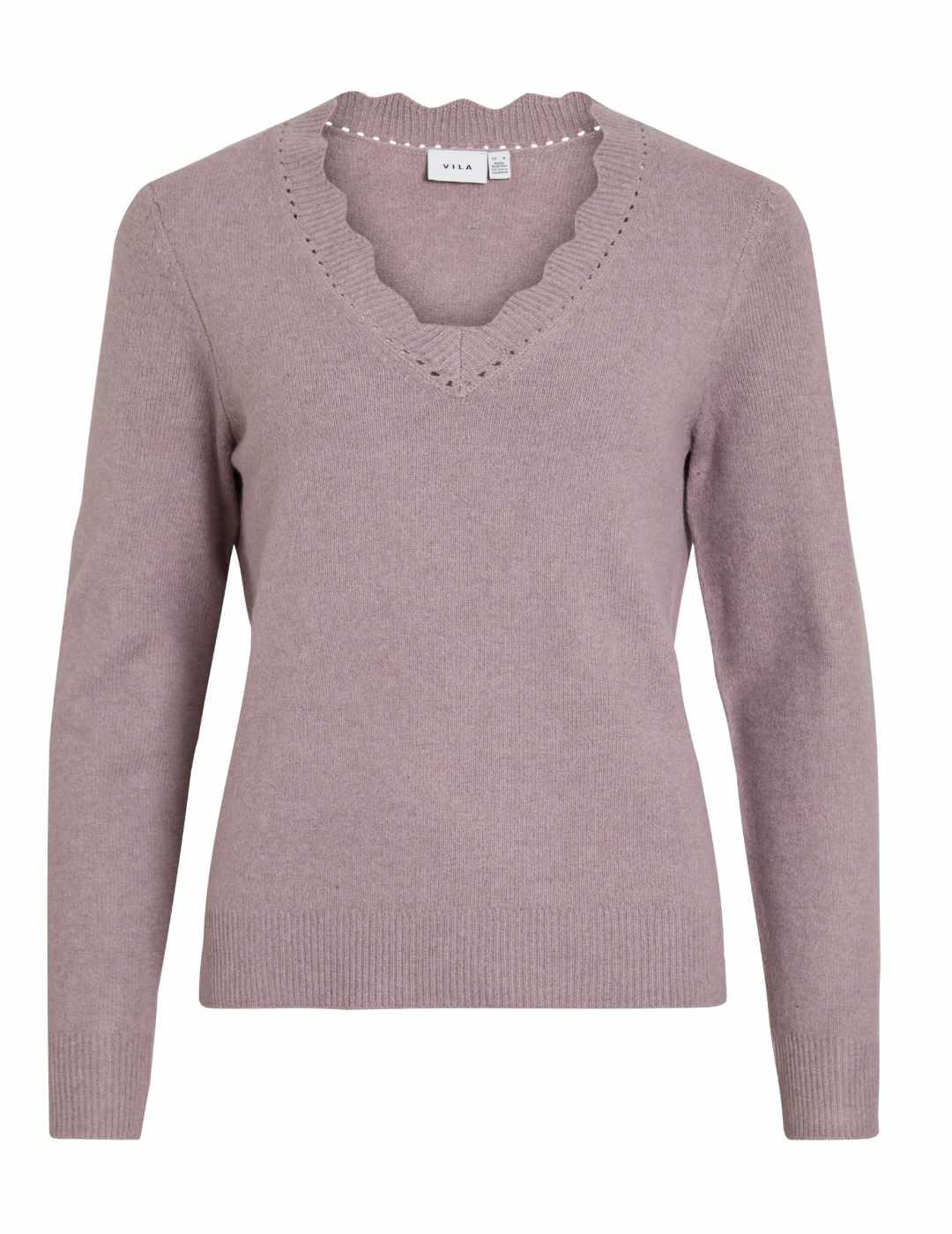 Jersey Vila Nikolina rosa cuello pico para mujer