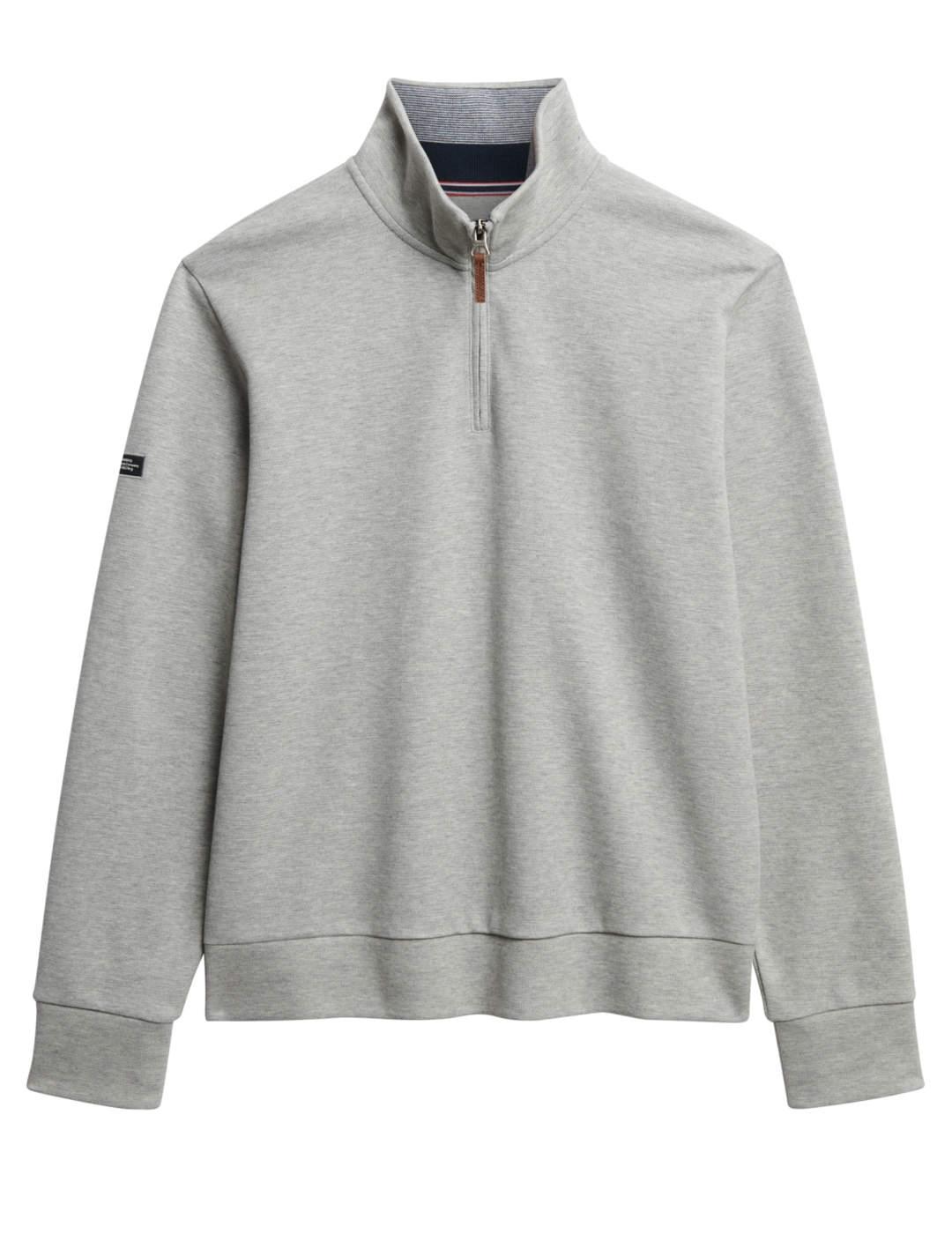 Sudadera Superdry de piqué cuello zip gris de hombre